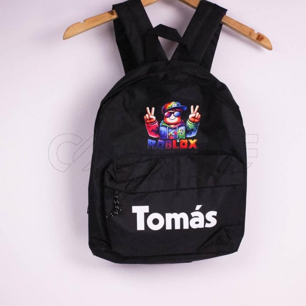 Estampa Impressa Mochila Escolar Preta Tomás