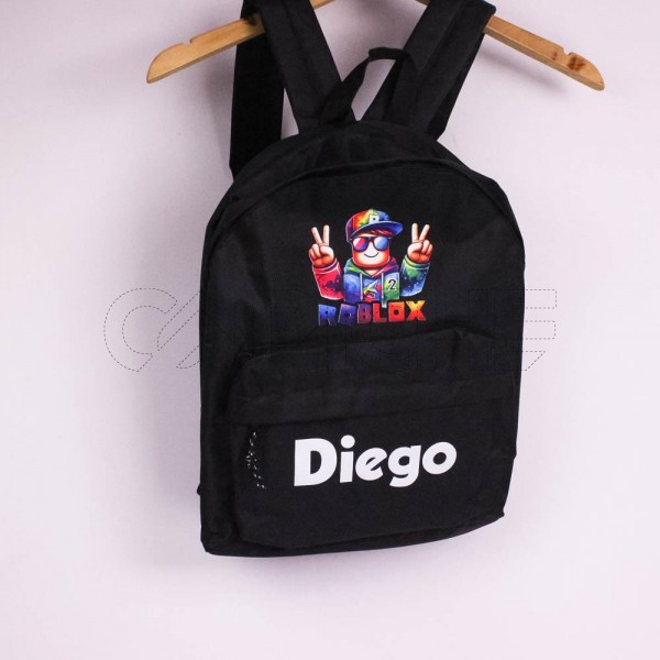 Estampa Impressa Mochila Escolar Preta Diego