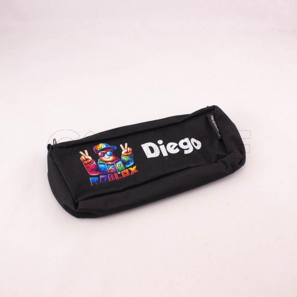 Estampa Impressa Estojo Escolar Simples Preto Diego