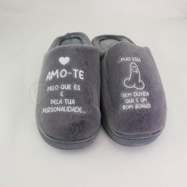 Estampa Impressa Chinelo Pelucia Cinza