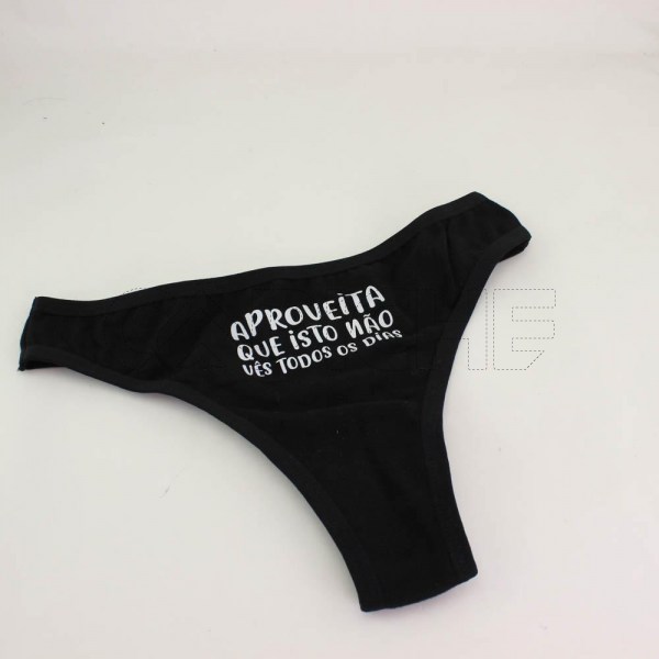 Estampa Impressa Cueca Tanga Preta
