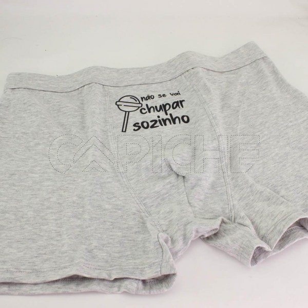 Estampa Impressa Boxer Cinza Claro L-XL