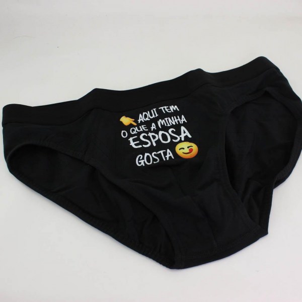Estampa Impressa Cueca Homem Preta  L-XL Esposa
