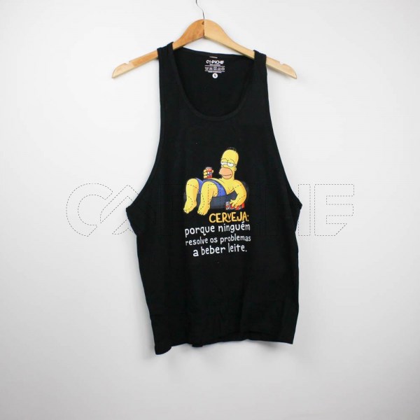 Estampa Impressa T-shirt Cava Unissexo Preta S