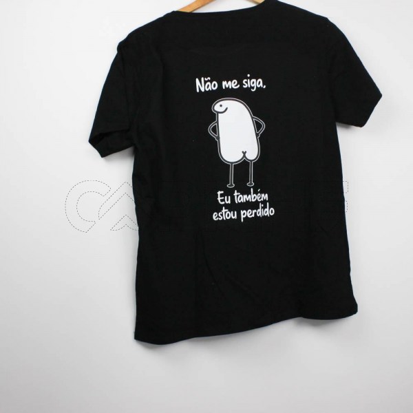 Estampa Impressa T-shirt Cintada Preta 2XL