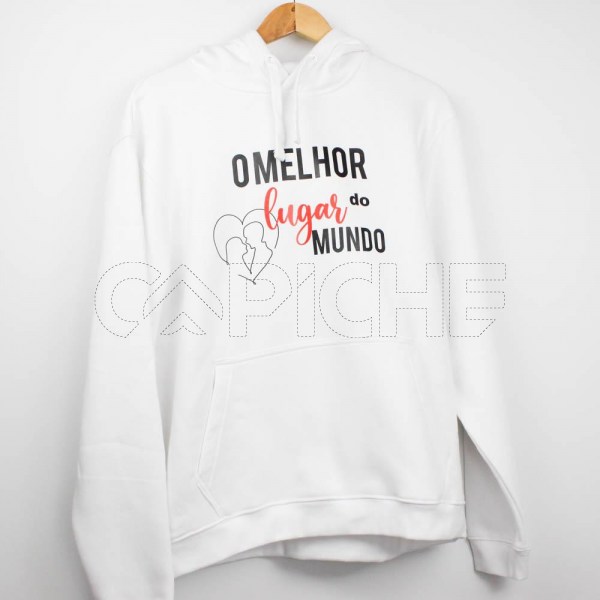 Estampa Impressa Sweater com Capuz Branca L
