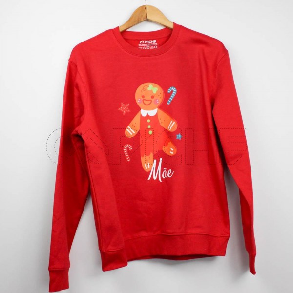 Estampa Impressa Sweater Vermelha M Mãe